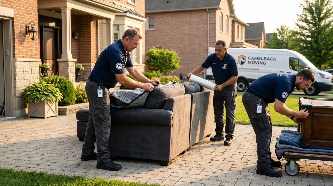 Large estate moving crew wrapping furniture in Lac du Flambeau, WI